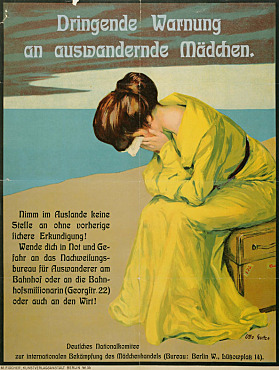 Plakat: Dringende Warnung an auswandernde Mädchen