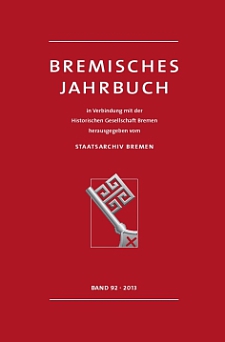 Die Abbildung zeigt das Cover des 92. Bandes des Bremischen Jahrbuchs aus dem Jahr 2013.