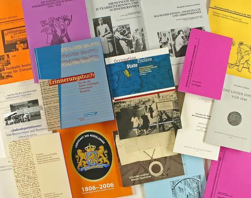Abbildung: Auswahl aus Publikationen der Reihe: Schriften des Staatsarchivs Bremen