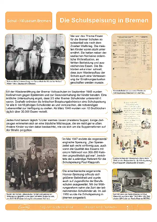 Essen und Trinken 2024, Ausstellungstafel des Schulmuseums Bremen