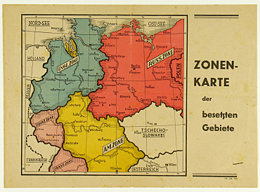 Karte der durch die Alliierten besetzten Gebiete, 1945/1946.