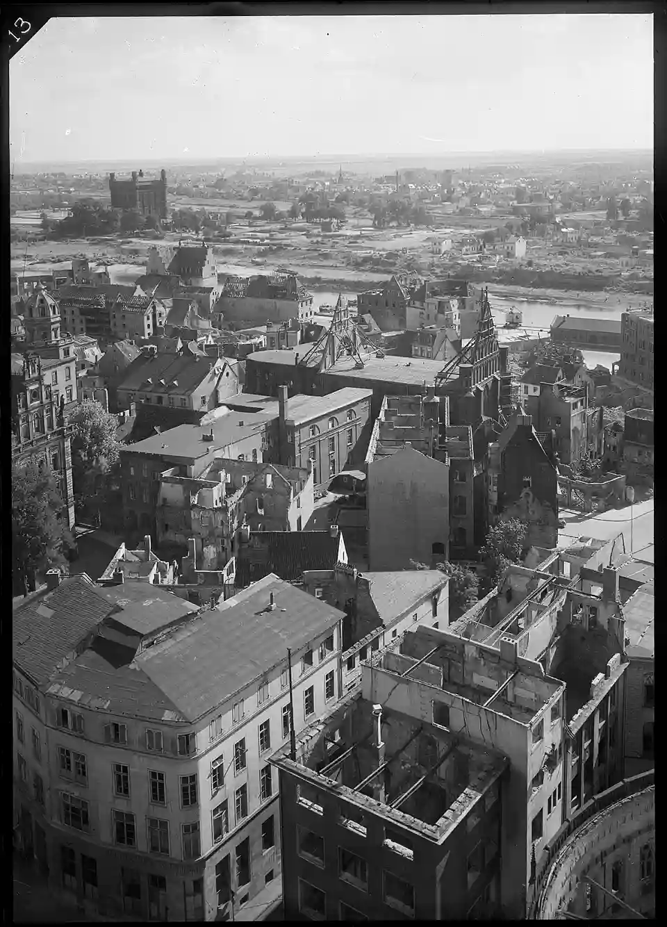 Blick vom Turm des St.-Petri-Doms Richtung Schnoor und Stadtwerder, Wasserkunst/Wasserwerk
