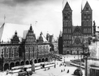 Marktplatz mit Rathaus und St.-Petri-Dom, (um 1950), Foto: Lohrisch-Achilles