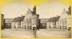 Domkapitalhaus an der Domsheide, mit Gustav-Adolf-Denkmal, Stereoaufnahme, um 1862