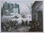 Angriff auf die Barrikade an der Allerheiligenstraße in Frankfurt/Main durch das Königlich-preußische 38. Infanterieregiment, 18. September 1848. 
˜ Bildnachweis: Bildarchiv Foto Marburg