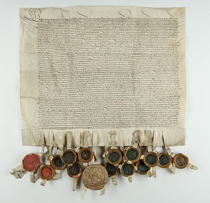 Abbildung: Der Rat erklärt sich auf Wunsch des Landgrafen Philipp bereit, den Grafen Johan von Rietberg mit Esens zu belehnen. Urkunde von 1540.