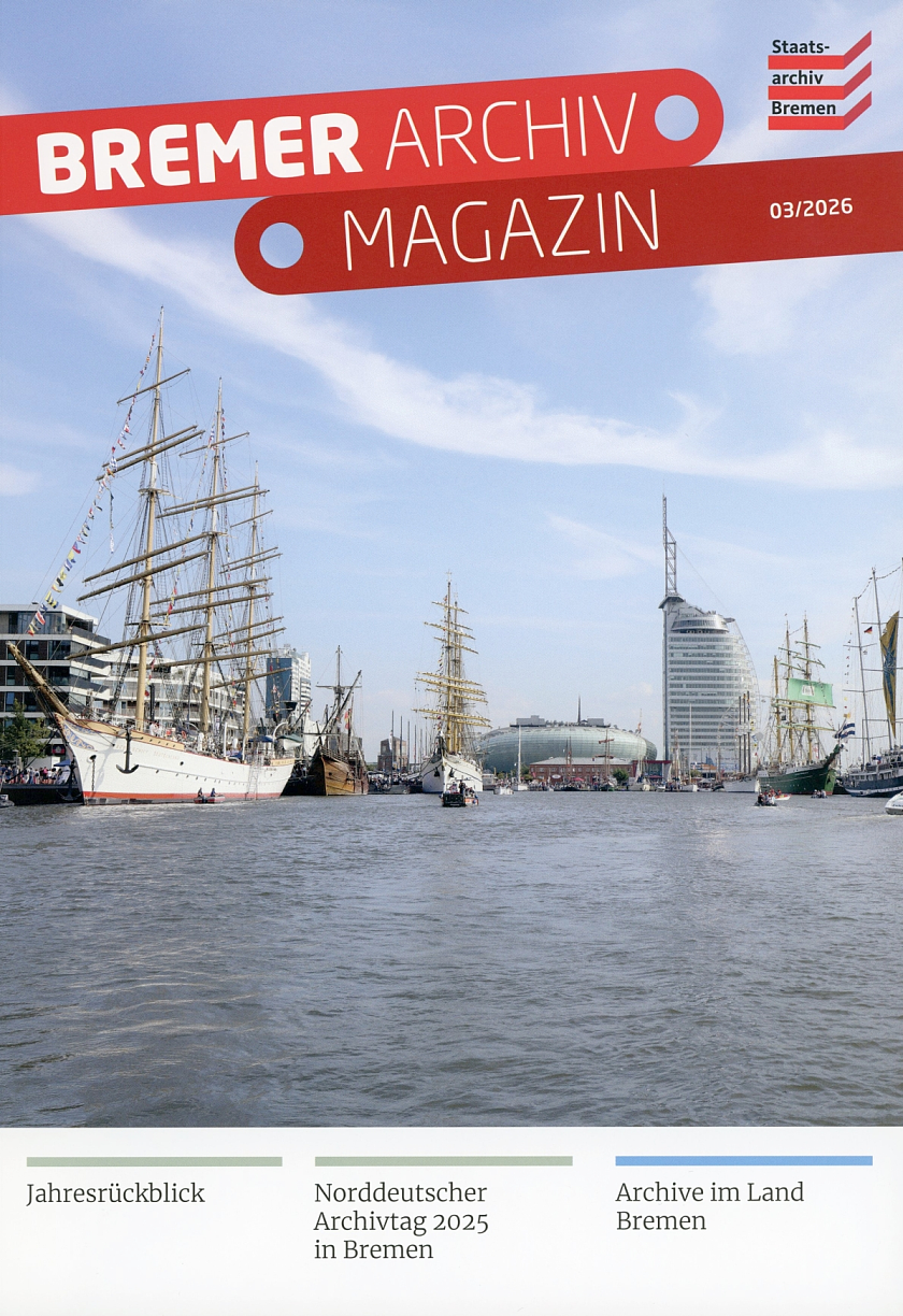 Die Abbildung zeigt das Cover des Bremer Archivmagazins 2026.